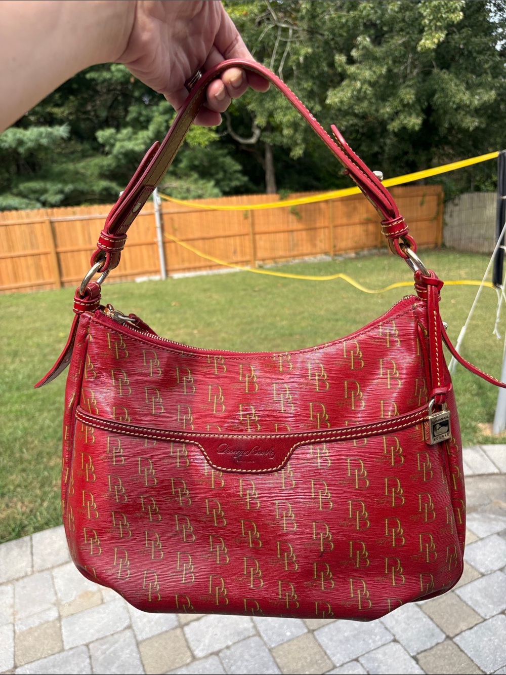 Dooney & Bourke Red Logo-Print Shoulder Hobo